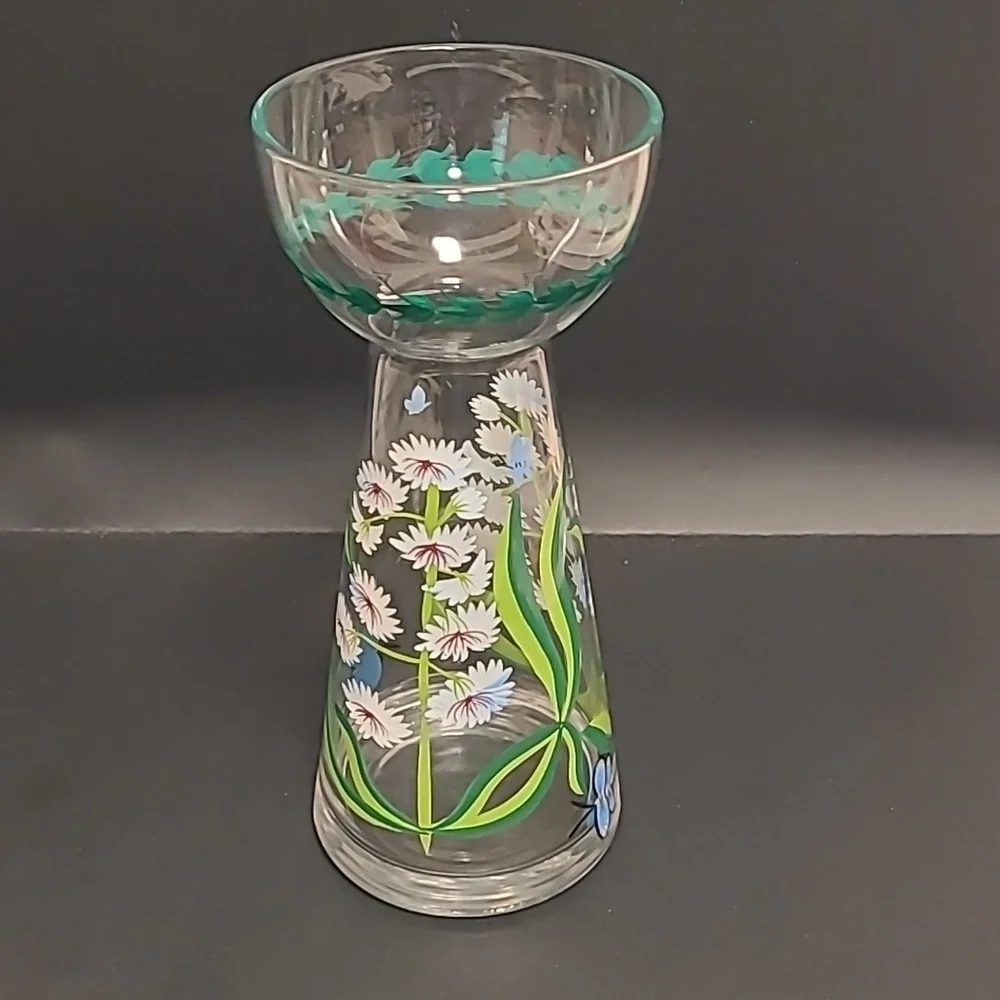 Handpainted Floral Vase with Butterflies
